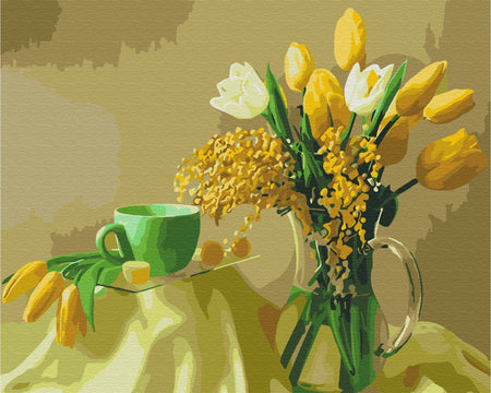 Tulipes jaunes - Peinture par numéro